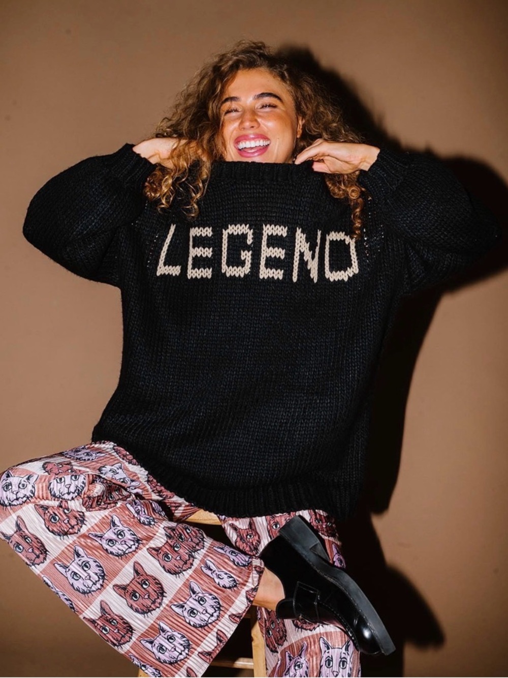 Black Discovered in LaLa 'LEGEND' Knit Sweater - Picture 3 of 4